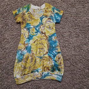 Anthropologie Moth Sweater Dress Wool & Alpaca Mini Knit Small Floral Tunic